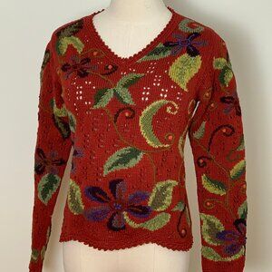 NWOT Peruvian Connection pima cotton artisanal knit top, size M